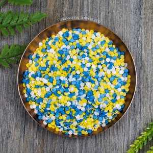 4mm Blue White & Yellow Glimmer Confetti Cupcake / Cake Decoration