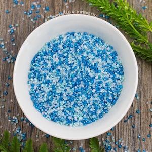 Blue, White & Turquoise Glimmer Sugar Crystals Cupcake / Cake Decoration Sprinkles