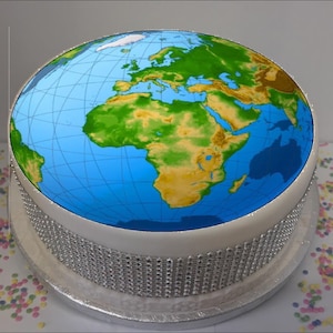 Topo de bolo de cobertura de 8" Globe / Earth ~ sem glúten ~ vegano ~ sem laticínios