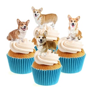 Corgi Dog Collection Stand Up Cake Toppers (12 pack)