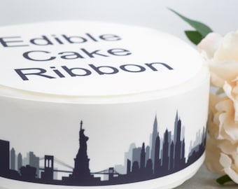 New York City Skyline Edible Icing Cake Ribbon / Side Strips