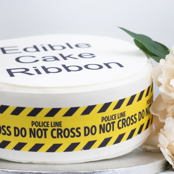 Police Line Do Not Cross Edible Icing Cake Ribbon / Side Strips