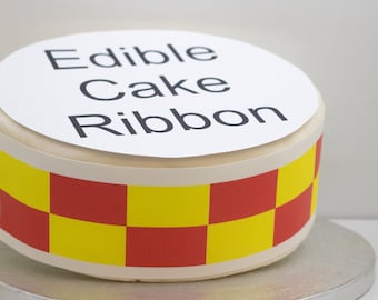 Fire Engine Themed Edible Icing Cake Ribbon / Side Strips