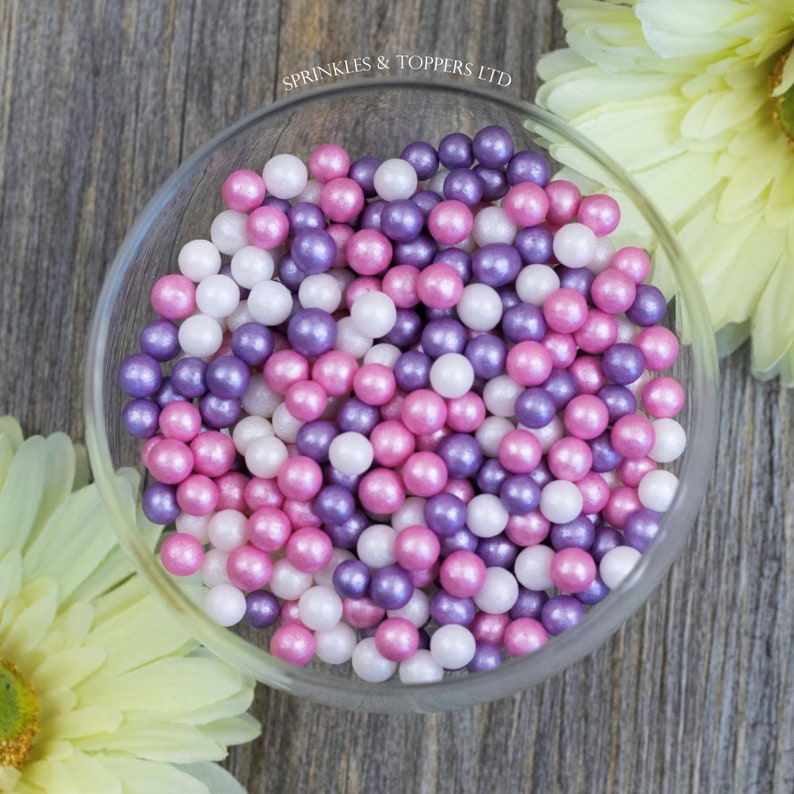 7mm Pink Purple & White Glimmer Pearls Sprinkles Cupcake / Etsy