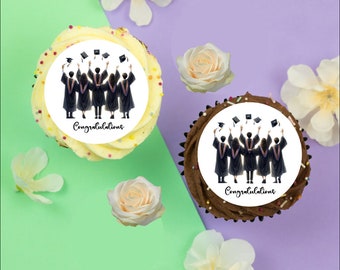 12 x Graduate Friendship Group  2" / 5cm edible discs cupcake toppers