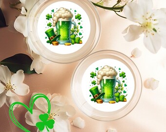 St Patrick's Day Green Beer & Hat Fully Edible Drinks Toppers 2" / 5 cm (Pack of 12) ready to add to cocktails, soft drinks and more