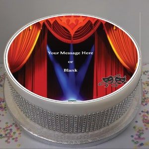 Decorazione per torta con foglio di glassa da 8" con scena teatrale personalizzata