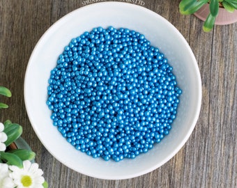 Blue Glimmer Pearls (3-4mm) Sprinkles Cupcake / Cake Decorations