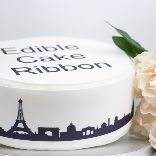 Paris Skyline Edible Icing Cake Ribbon / Side Strips