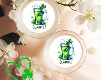 St Patrick's Day Slainte (Cheers) Fully Edible Drinks Toppers 2" / 5 cm (Pack of 12) ready to add to cocktails, soft drinks and more