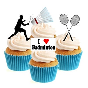 Adornos para tartas de pie de la colección de bádminton (paquete de 12) El artículo requiere recorte