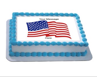 Personalised American Flag A4 Icing Sheet ~ cake decor