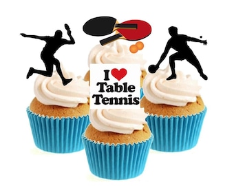 Table Tennis / Ping Pong Collection Stand Up Cake Toppers (12 pack) Item requires cutting out