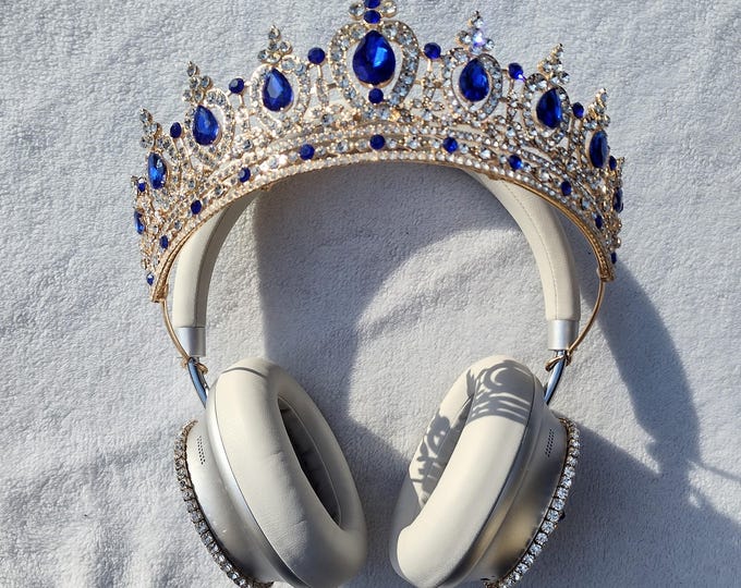 Blue & Gold Crown Headphones