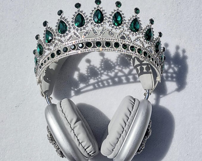 Emerald Green Crown Headphones