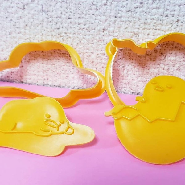 Sanrio Gudetama Cookie Cutters with Press, Lazy Egg, Cute Kawaii Cooking Kitchen Dessert Baking