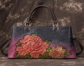 Womens Top Handle Satchel Handbag Watercolor Pomegranate Ladies PU Leather Shoulder Bag Crossbody Bag