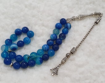 10mm Natuurlijke AGATE Steen Akik Islamitische Gebed Rozenkrans 33 Kralen Tesbih Misbaha tesbeeh tasbeeh tasbih #007