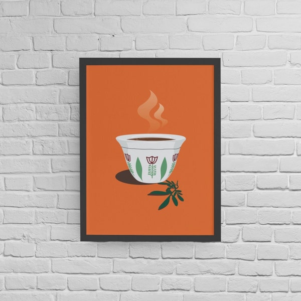 Ethiopian Coffee, Ethiopian coffee Cup, Ethiopian Art, Coffee Cup Art, Buna, Sini ,Coffee Art Poster