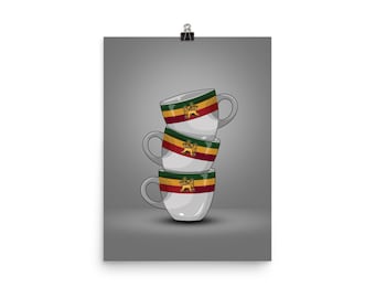 Sini äthiopische Kaffeetasse Kunst Poster (Giclée Druck)
