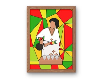 Äthiopische Kaffee Kunst Poster: Habesha Woman Print