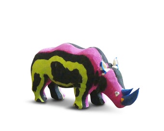 Upcycled animal figure Rhino made from flip flops