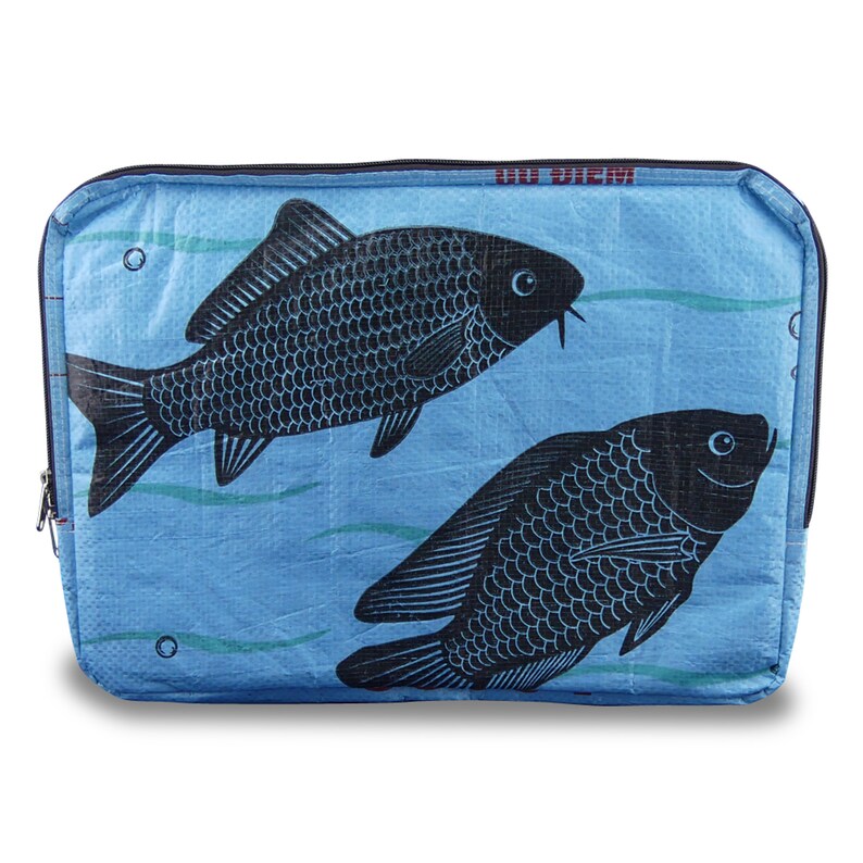 Upcycling laptop sleeve Sleeve Krob 15 37 x 26 cm made from cement/fish food/rice sack image 3