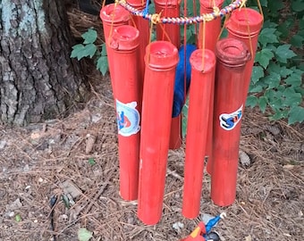 Superman Inspired Bamboo Wind Chime | Handmade Bamboozled Collection | Comic Book Garden Decor | Unique Superhero Gift