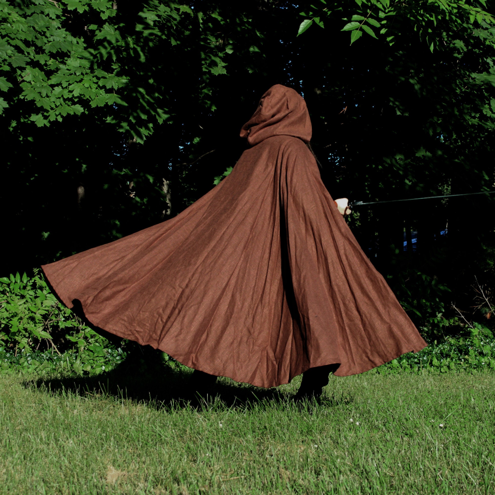 Brown Linen Hooded Cloak With Chain Closure - Etsy