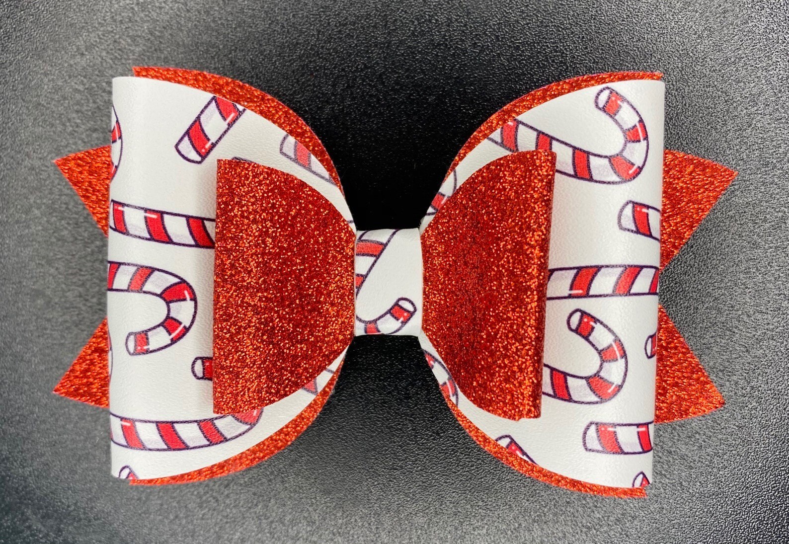 Candy Cane Bow Christmas Bows Holiday Bow Faux Leather Bow Etsy