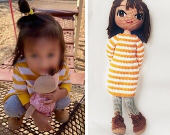 Look Alike Doll Reborn Doll Cotton Yarn Knitted Amigurumi Miniature Portrait Doll Crochet Doll Similar Doll Personalized USA Handmade Doll