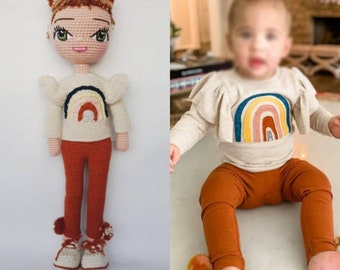 Look Alike Doll Amigurumi Mini Me Cotton Yarn Knitted Custom Baby Doll Crochet Doll Portrait Doll Reborn Doll Personalized USA Handmade Doll