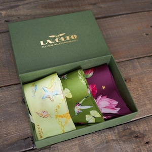 Gift box of three silk skinny scarves
