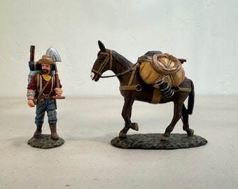 Figurine de prospecteur et de mule en édition limitée fabriquée par Frontline Figures pour la collecte d'or de Californie en février 1998