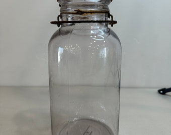 Vintage 2 Quart Canning Jar with Glass Lid