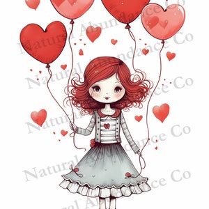Cartolina di San Valentino stampabile con immagine di una bambola di carta carina - Scarica una cartolina di San Valentino fai da te
