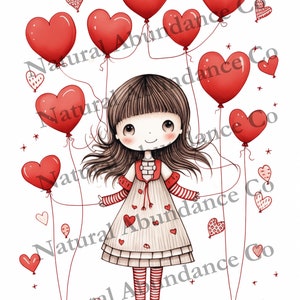 Cartolina di San Valentino stampabile con immagine di una bambola di carta carina - Scarica una cartolina di San Valentino fai da te
