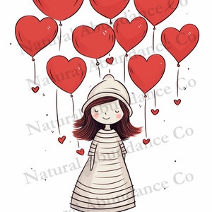 Cartolina di San Valentino stampabile con immagine di una bambola di carta carina - Scarica una cartolina di San Valentino fai da te