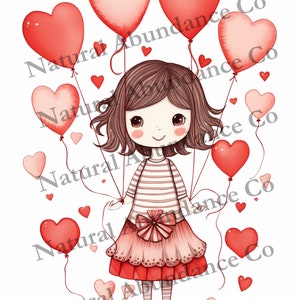 Cartolina di San Valentino stampabile con immagine di una bambola di carta carina - Scarica una cartolina di San Valentino fai da te