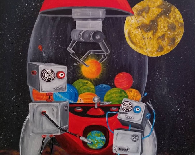 Robot wall art retro robot print scifi gift