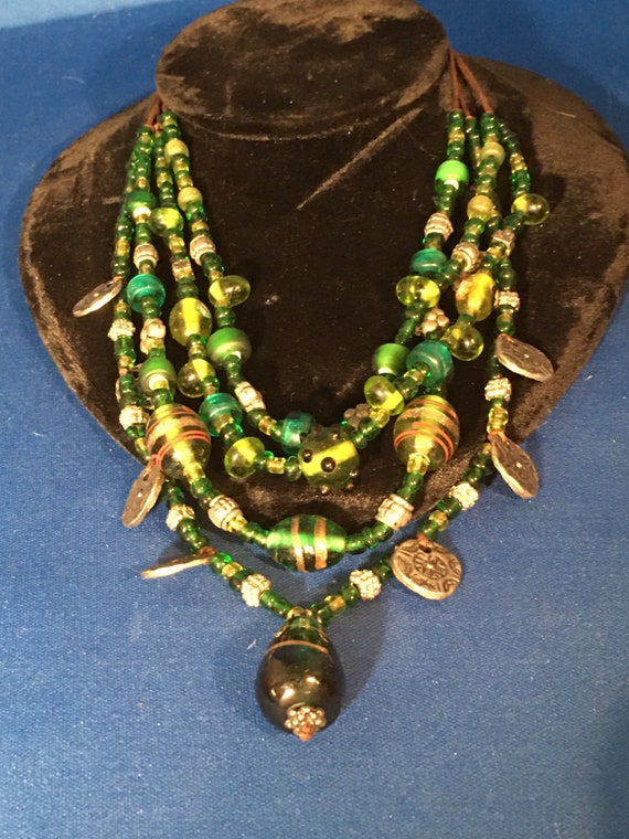 Murano glass bead necklace - image 1