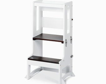 Tavolo Dual Function Learning Toddler Tower - White / Walnut