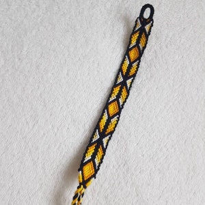 Bracelet brésilien unisexe en coton à motif géométrique Jaune