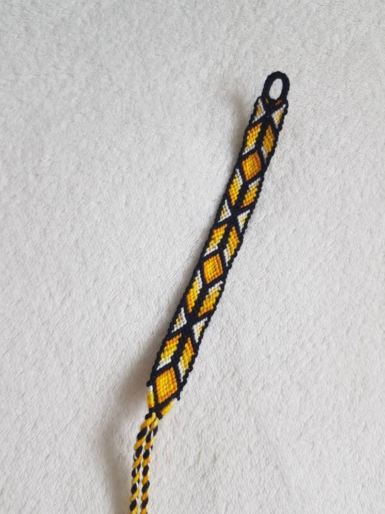 Bracelet brésilien unisexe en coton à motif géométrique Jaune