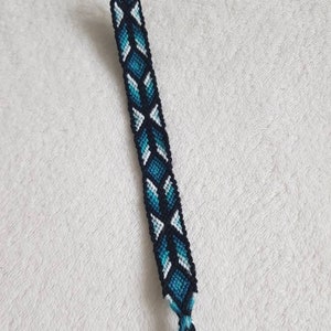 Bracelet brésilien unisexe en coton à motif géométrique Turquoise
