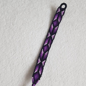 Bracelet brésilien unisexe en coton à motif géométrique Violet