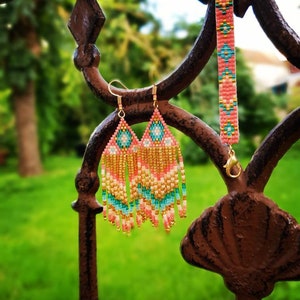 Loline | Miyuki Delica Bead Woven Earrings and Bracelet
