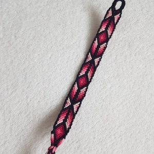 Bracelet brésilien unisexe en coton à motif géométrique Rose