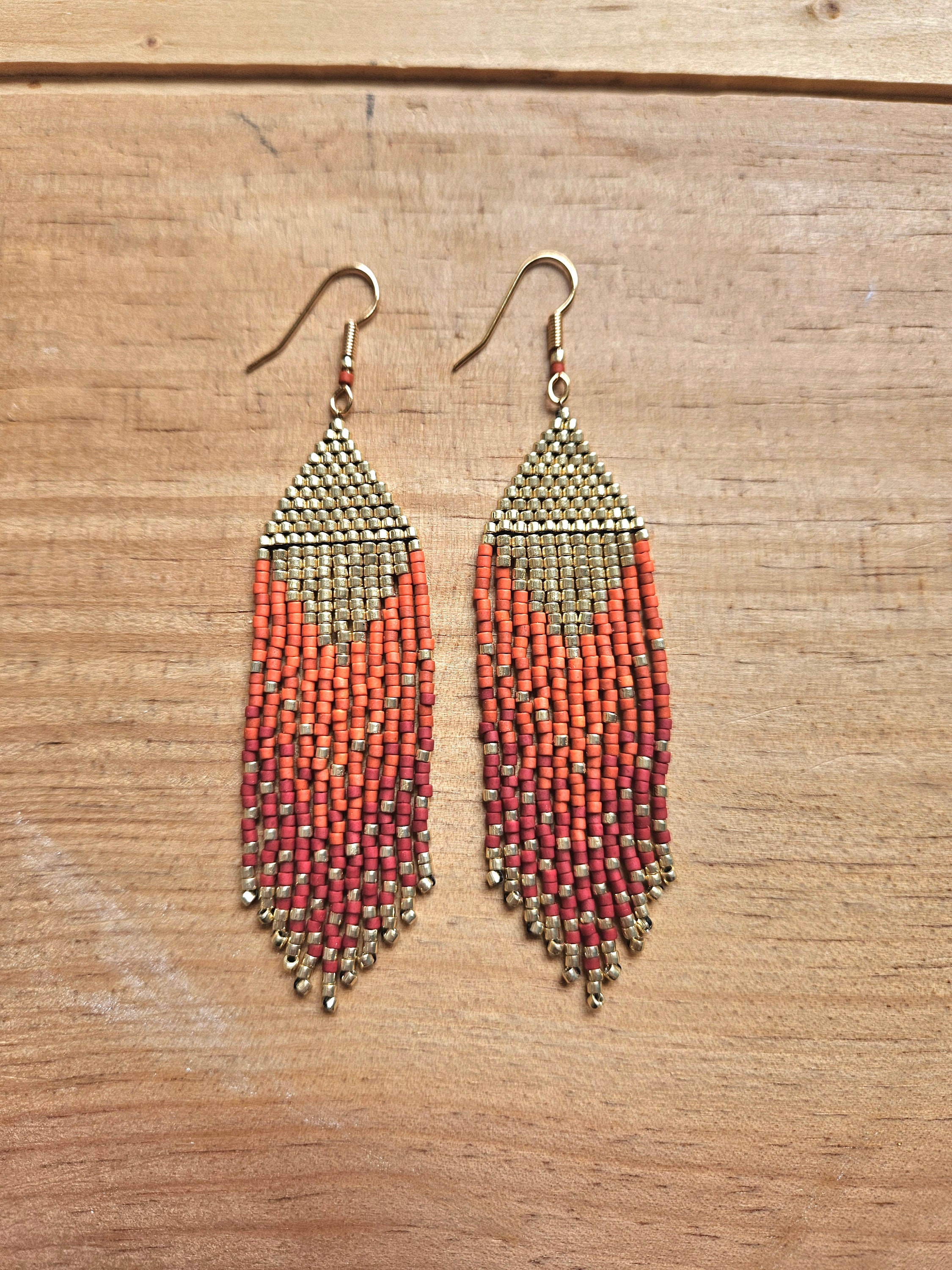 Boucles D'oreilles Pendantes Rouges Fait Main - Perles (LIVRAISON GRATUITE)