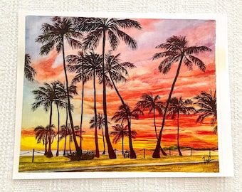 ロイヤルハワイアンホテル | 11 x 14 水彩画のサイン入りプリント